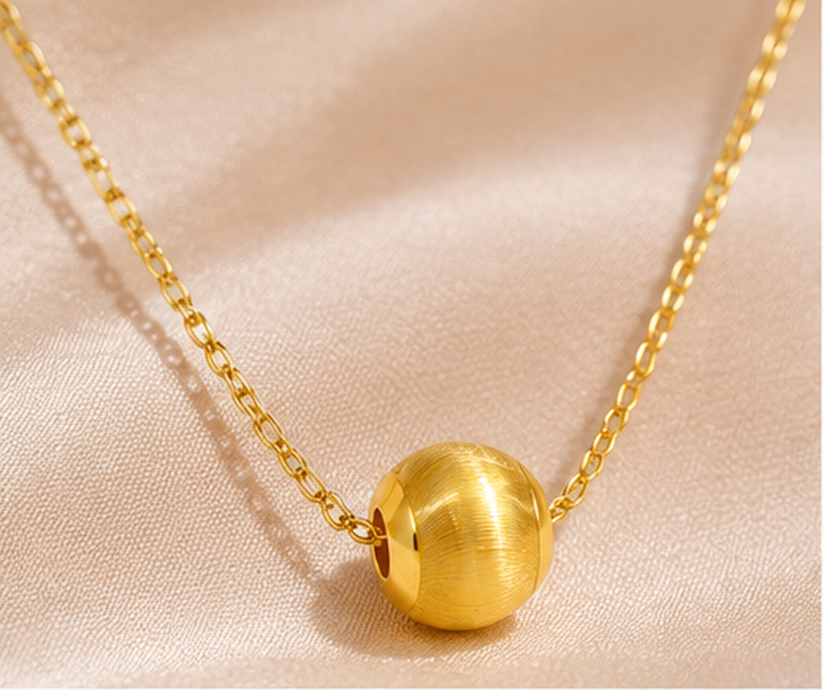 18K Solid Gold Cat Eye Bead Pendant – 6.5 mm