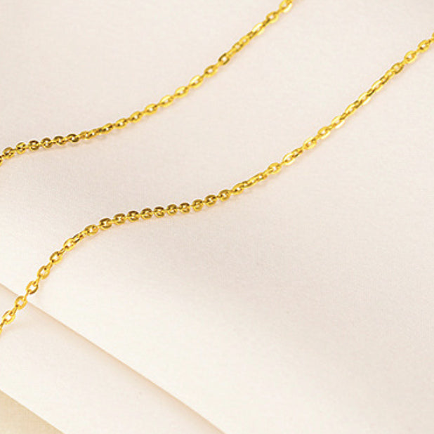 24K Pure Gold Cable Chain Necklace – 999 Gold Dainty O-Link Chain with Hook Clasp