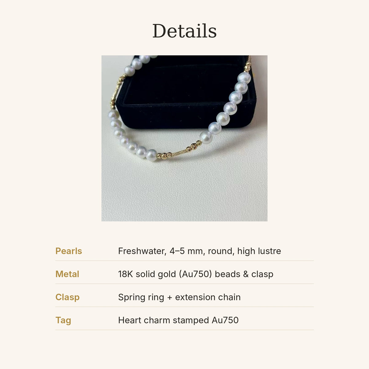 18K Solid Gold Freshwater Pearl Bracelet