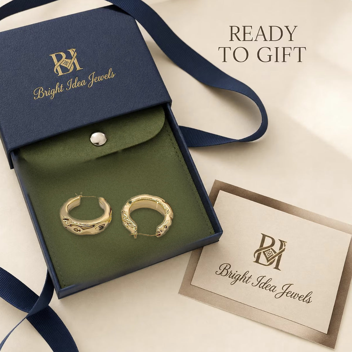 18K Solid Gold Molten Hoops