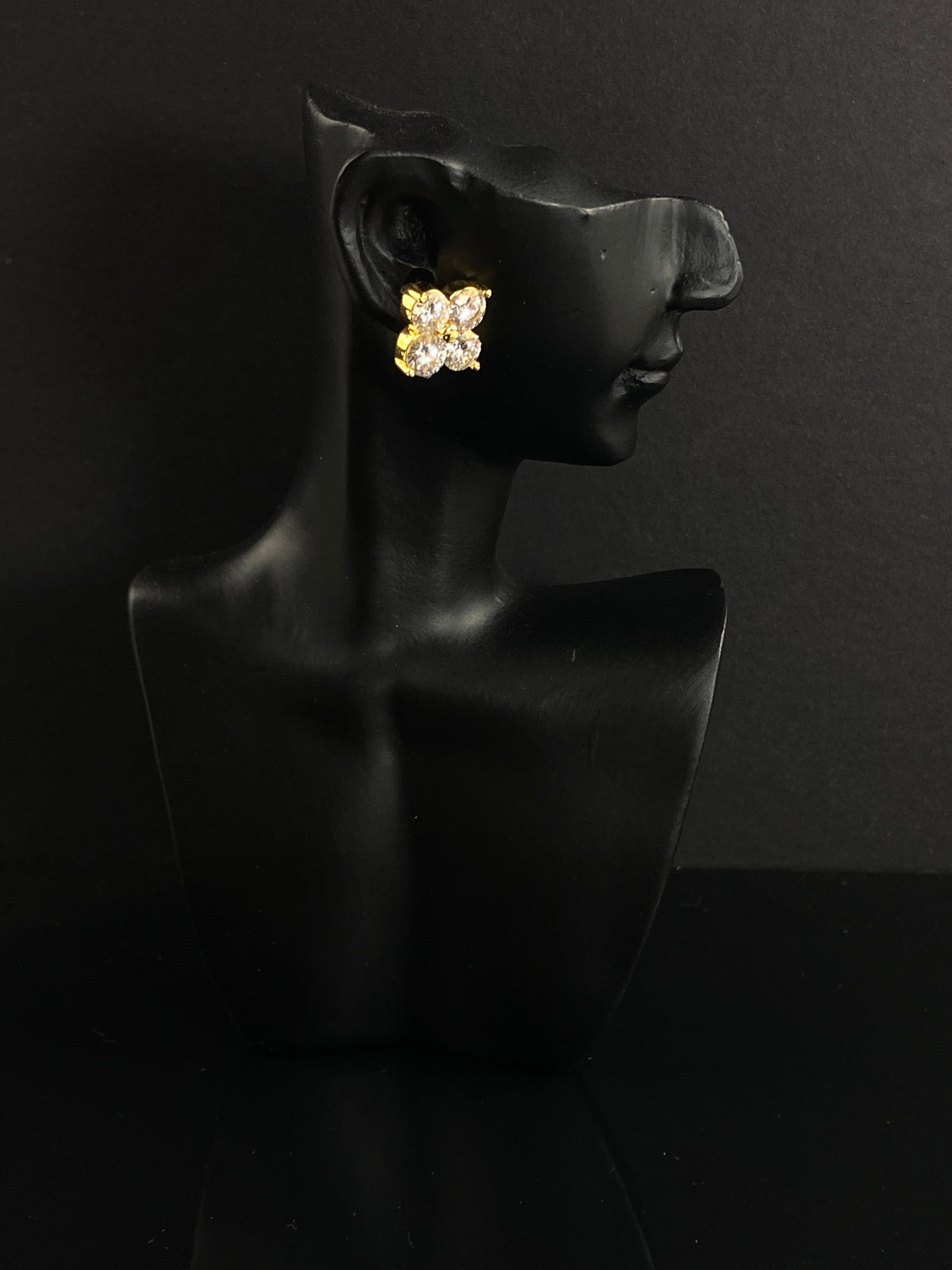 18K Solid Gold Four-Petal Flower Stud Earrings