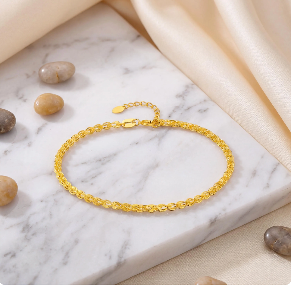 Solid 18K Gold Phoenix Tail Bracelet | Rose Gold Chain, Minimalist Fine Jewelry
