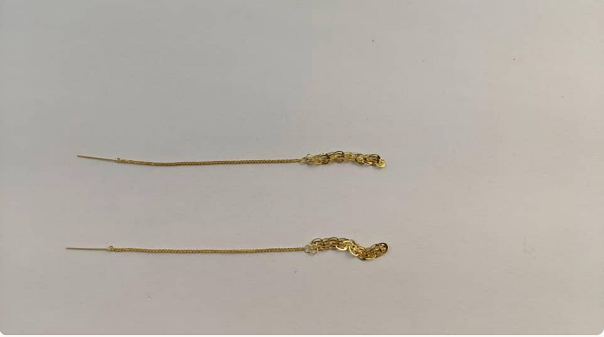 18K Solid Gold Phoenix Tail Tassel Earrings