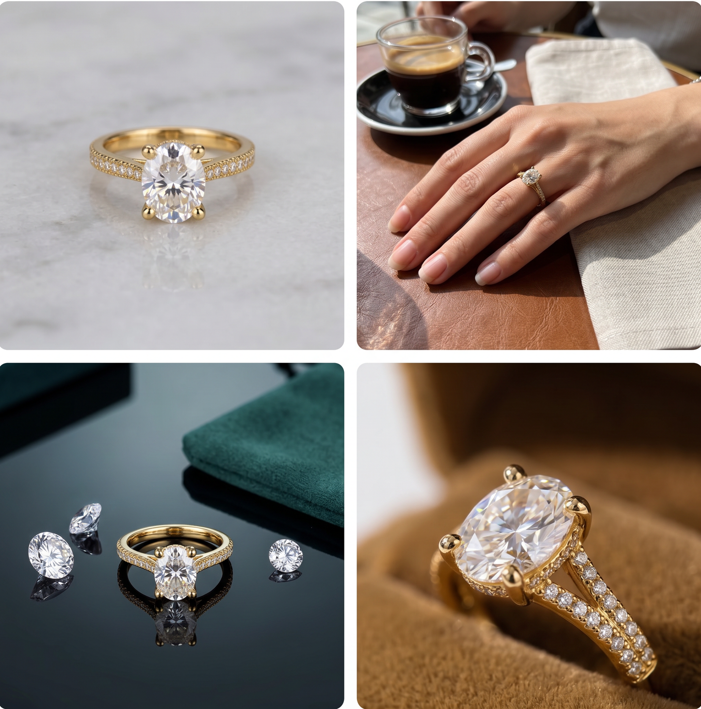 18K Solid Gold AU750 Moissanite Solitaire Four-Prong Engagement Wedding Promise Dainty