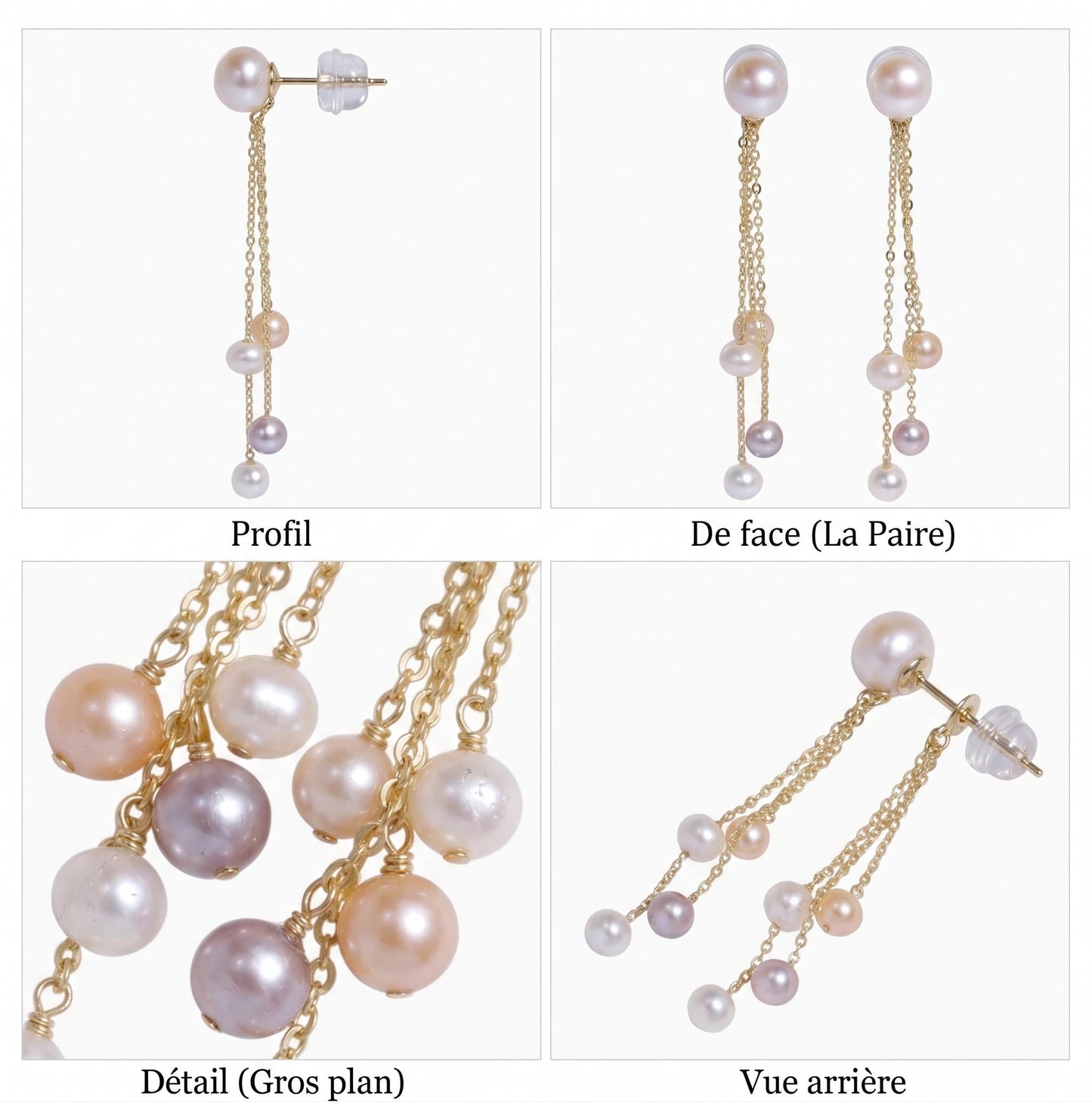18K Real Gold Pearl Threader Earrings | Natural Freshwater Drop | Dainty Tassel Stud for Women