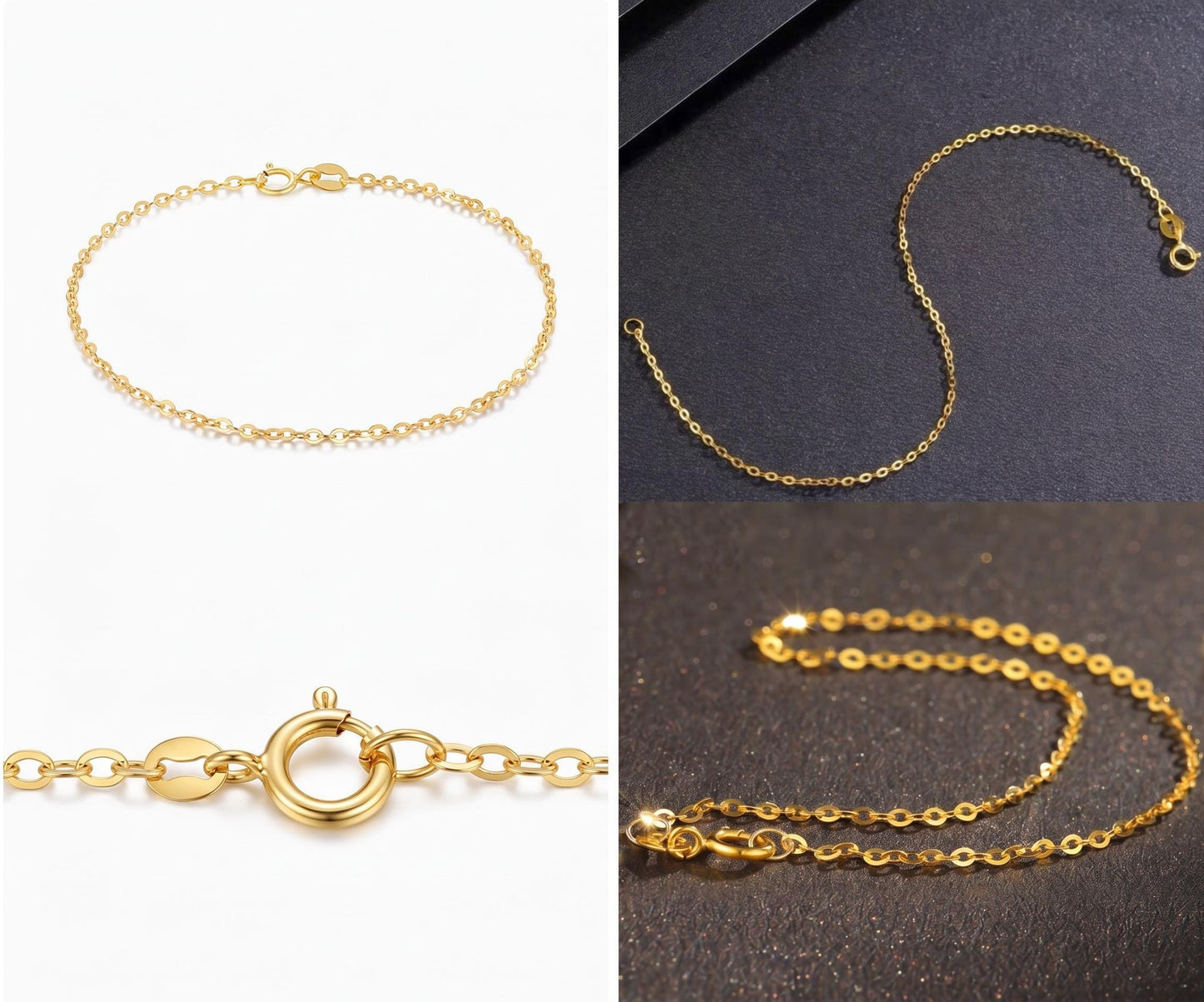 18K Solid Gold O Chain Bracelet | Minimalist Yellow Gold Everyday Jewelry