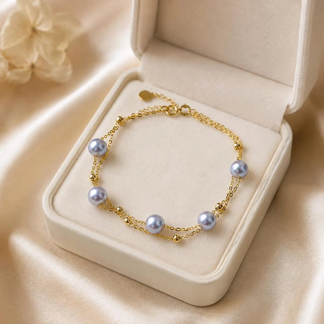 18K Solid Gold Seawater Pearl Bracelet