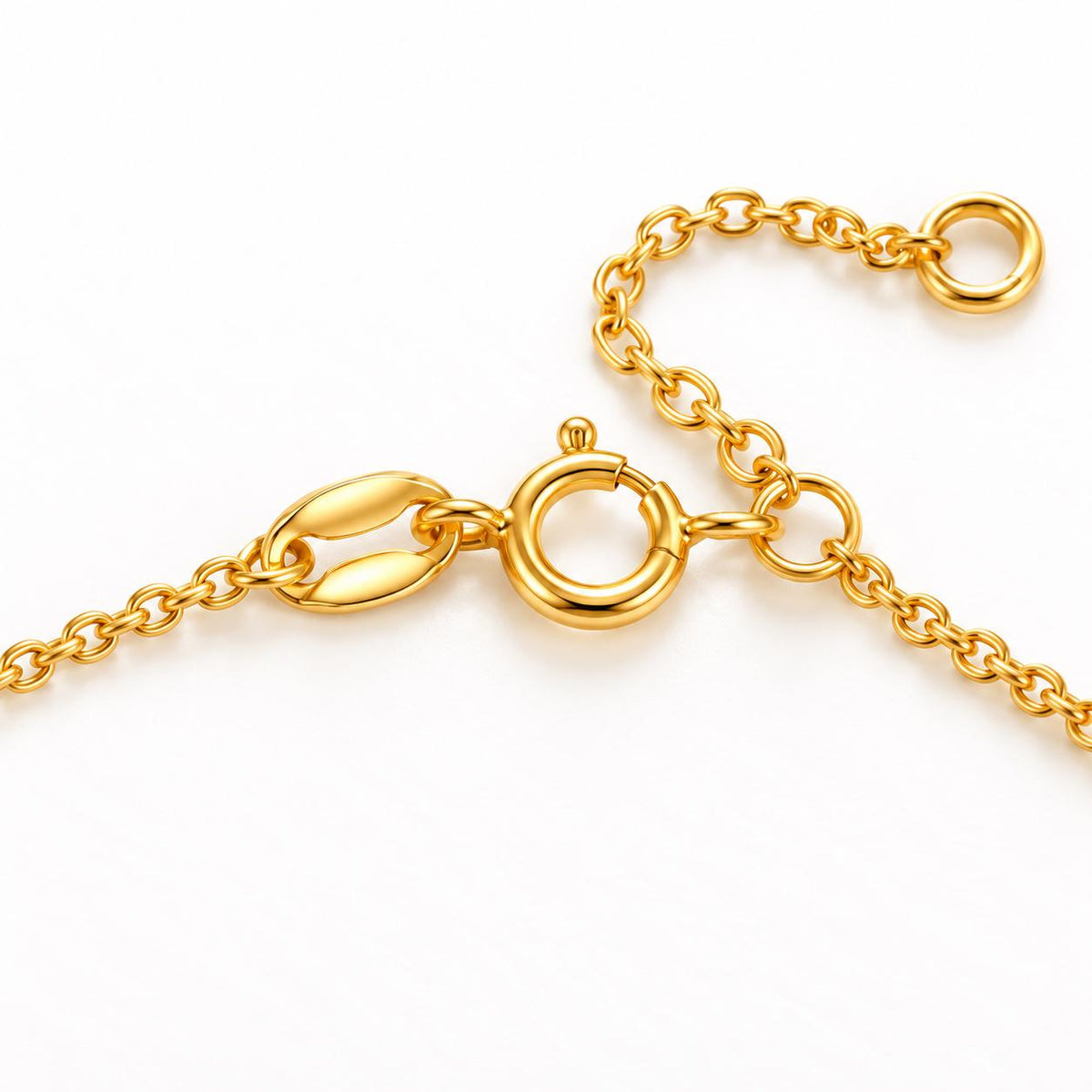 18K Solid Gold Bead Charm Anklet – Adjustable