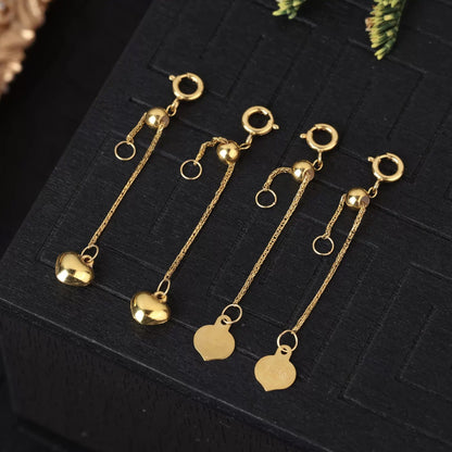 18K Solid Gold Adjustable Slider Extender – Heart Charm