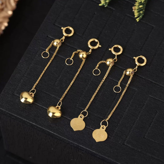 18K Solid Gold Adjustable Slider Extender – Heart Charm