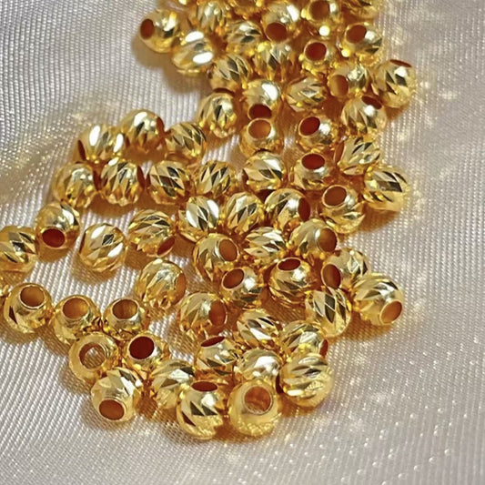 18K Solid Gold Diamond-Cut Spacer Beads – Sparkle Beads for DIY Jewelry, 1 g Pack