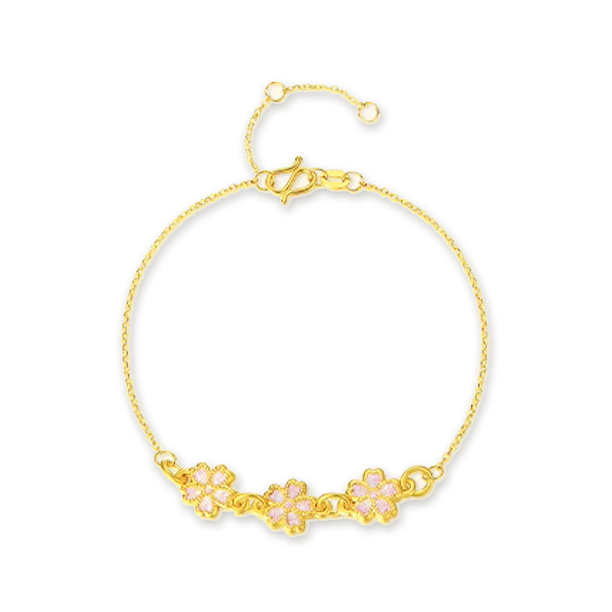 24K Pure Gold Cherry Blossom Bracelet