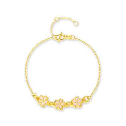 24K Pure Gold Cherry Blossom Bracelet