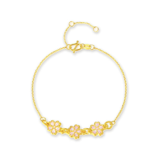 24K Pure Gold Cherry Blossom Bracelet