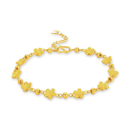 24K Pure Gold Flower & Bead Bracelet – 5g