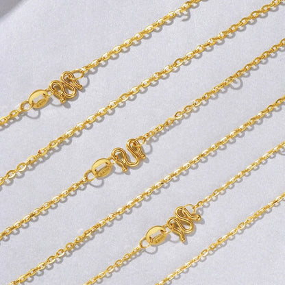 24K Pure Gold Cable Chain Necklace – 999 Gold Dainty O-Link Chain with Hook Clasp