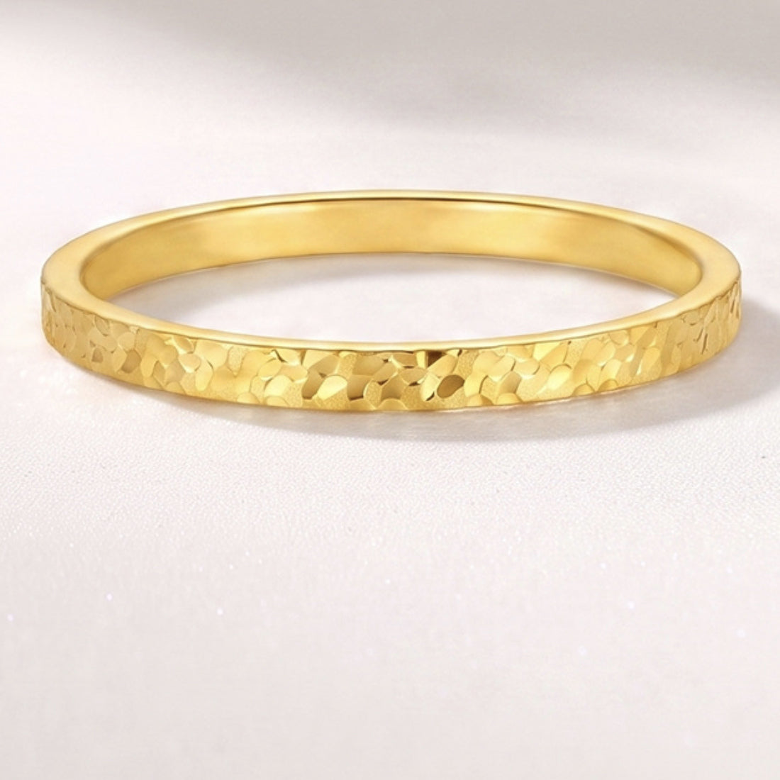 24K Gold Crushed Ice Band – 999 Gold Hammered Sparkle Stacking Ring, Unisex