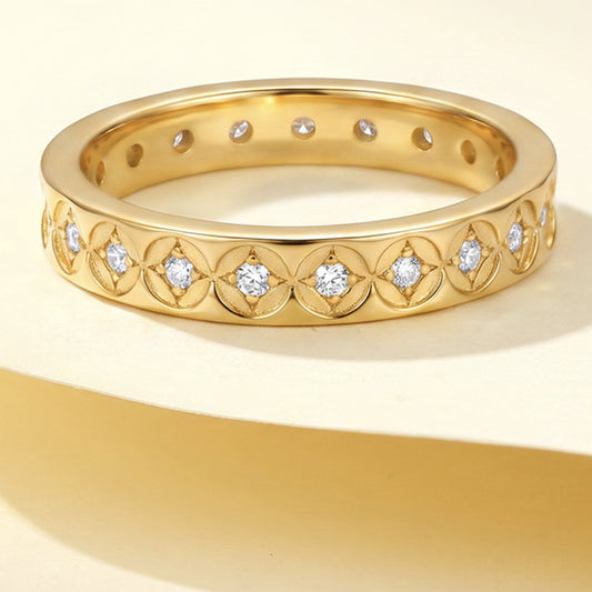 24K Solid Gold Coin Eternity Ring – 999 Gold Band with Sparkling Stones