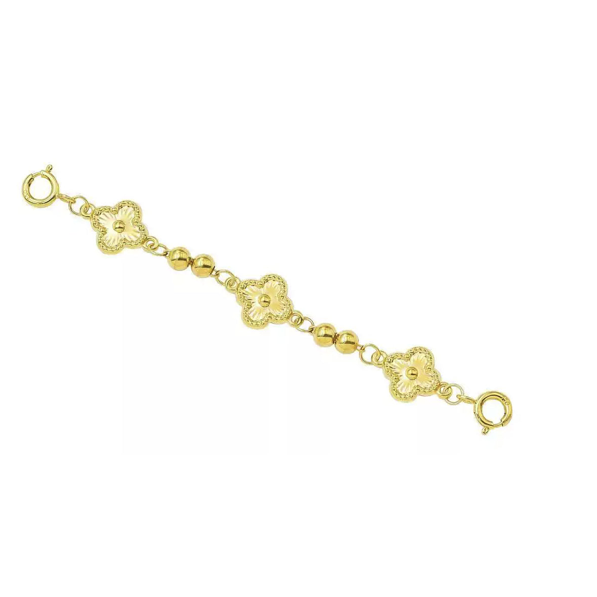 18K Solid Gold Quatrefoil Extender Chain – Double Clasp 5 cm Necklace and Bracelet Extension
