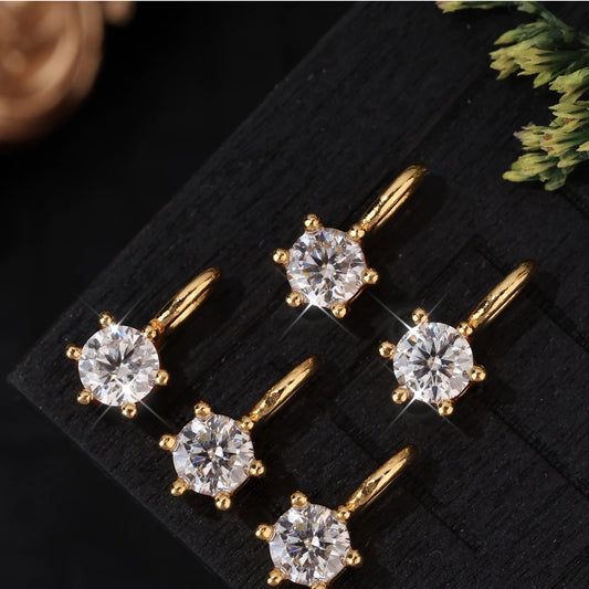 18K Solid Gold Six-Prong Solitaire Charm – Tiny Sparkle Drop Pendant for Necklace or Bracelet