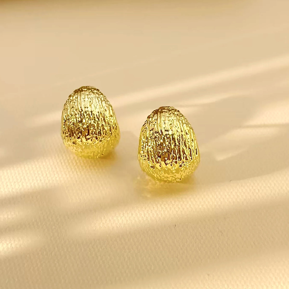 18K Solid Gold Textured Dome Studs