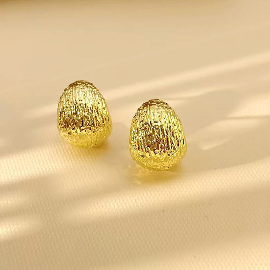 18K Solid Gold Textured Dome Studs