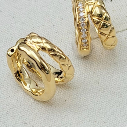 18K Solid Gold Double Ear Cuff with Natural Diamonds – Pair