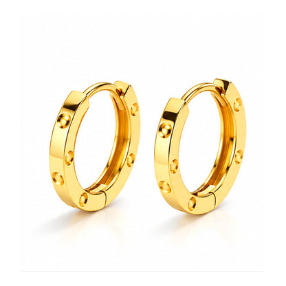 18K Solid Gold Huggie Hoop Earrings – Yellow or Rose Gold