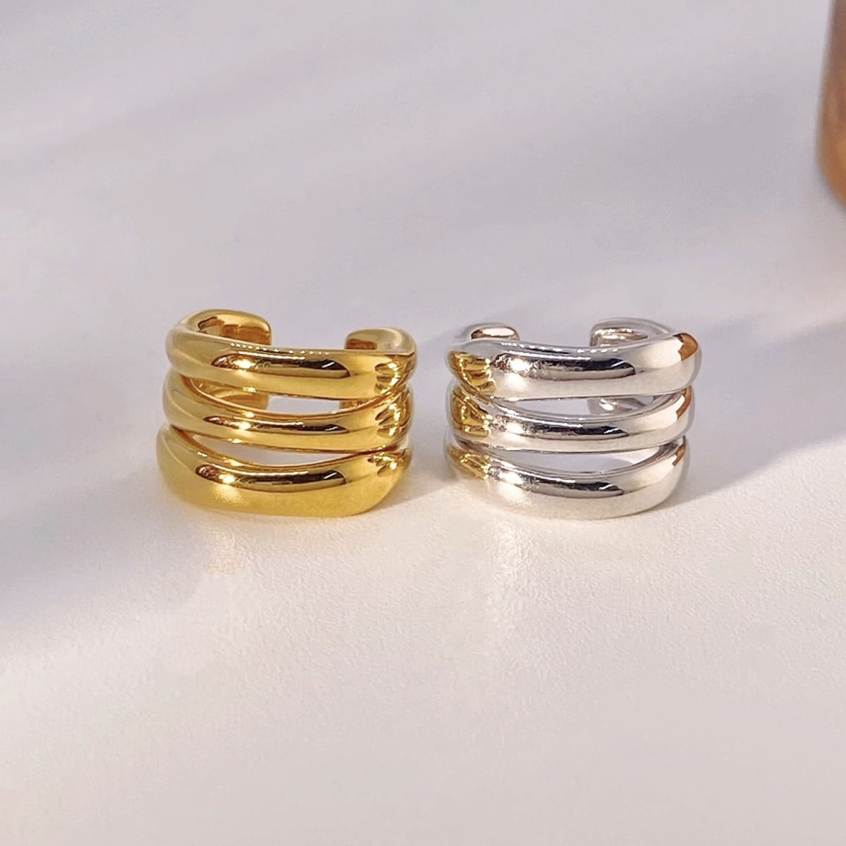 18K Solid Gold Triple Ear Cuff – No Piercing