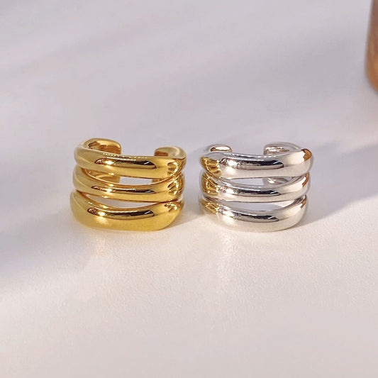 18K Solid Gold Triple Ear Cuff – No Piercing