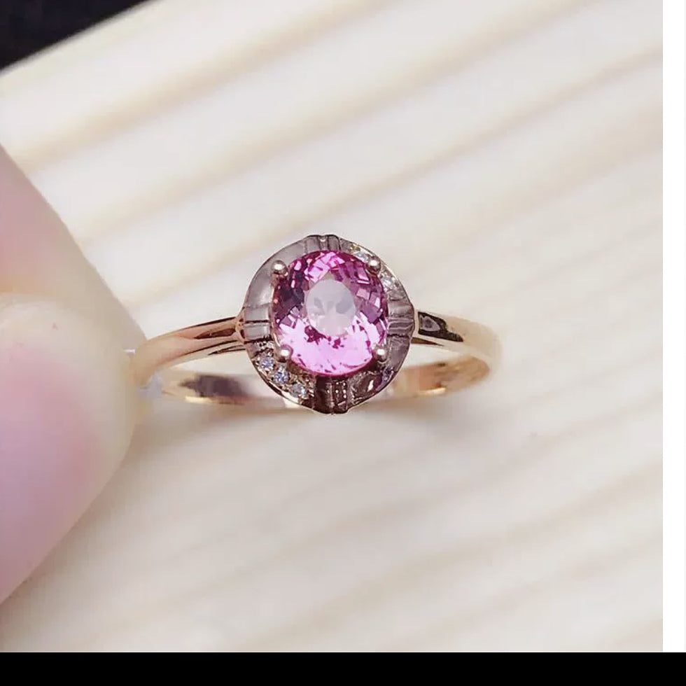 18K Gold Pink Tourmaline Ring – Natural 1 ct Tourmaline Halo Ring