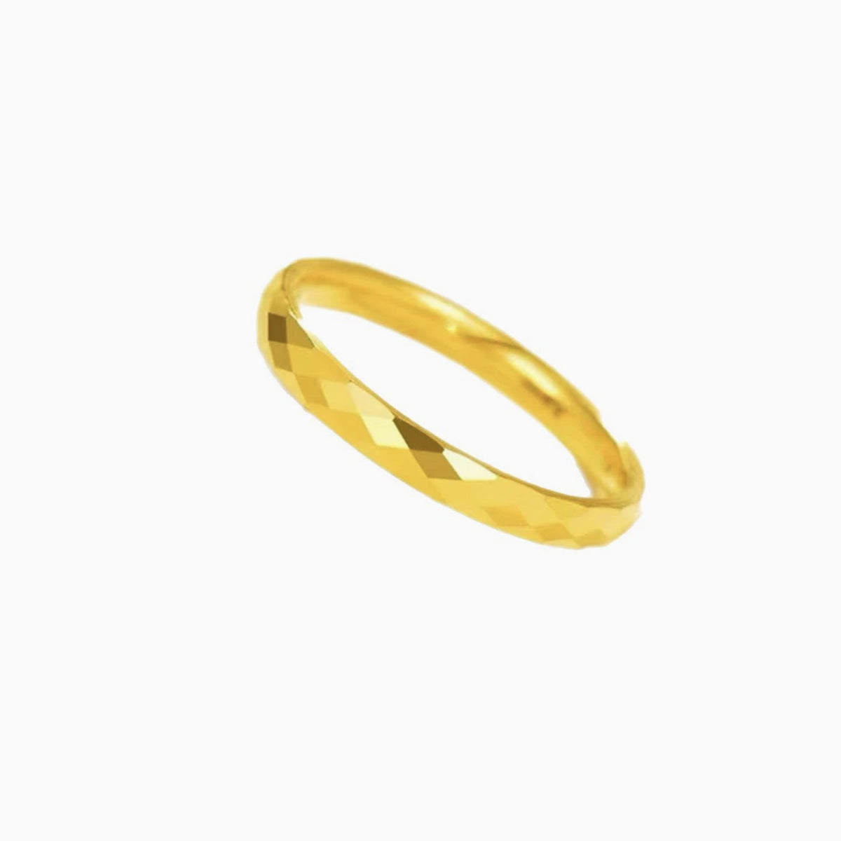 24K Gold Faceted Ring – Diamond-Cut Sparkle Band