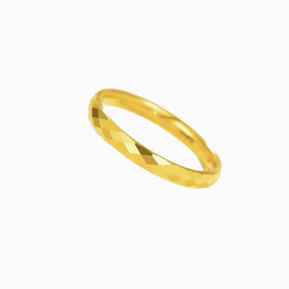 24K Gold Faceted Ring – Diamond-Cut Sparkle Band