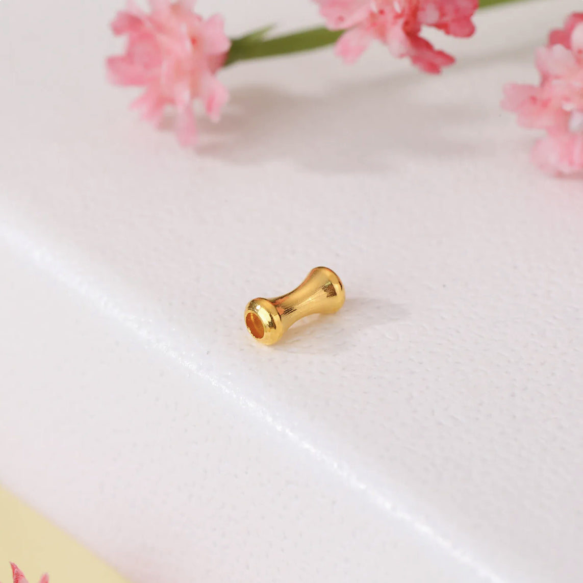 18K Solid Gold Bamboo Spacer Beads 5mm – Tube Beads for DIY & Cord Jewelry