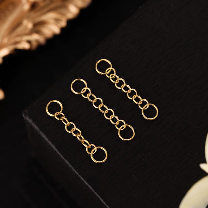 18K Solid Gold Mini Extender Chain – 13.5 mm Short Extension for Necklaces and Bracelets