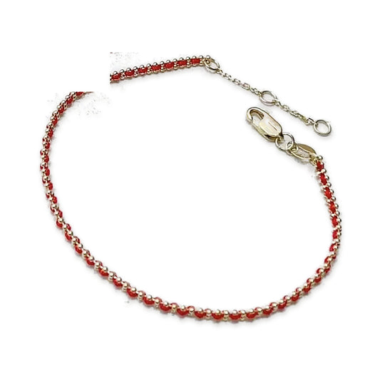 18K Gold Bead Red String Bracelet
