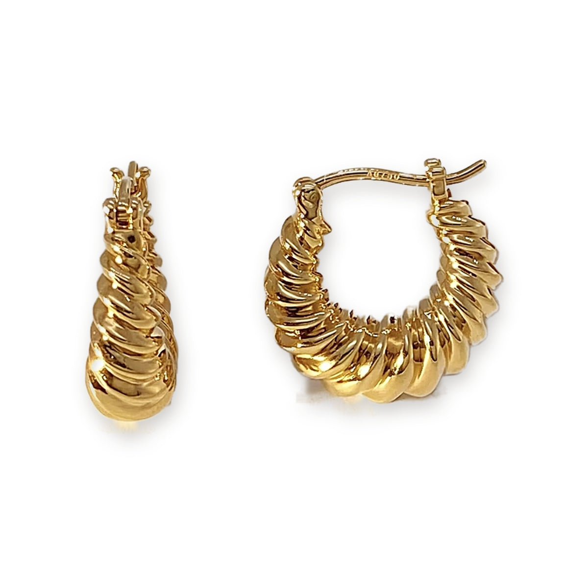 18K Solid Gold Croissant Hoops