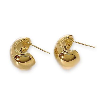 18K Solid Gold Chunky Dome C-Studs