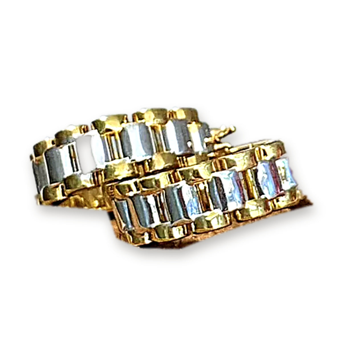 18K Solid Gold Two-Tone Link Hoops