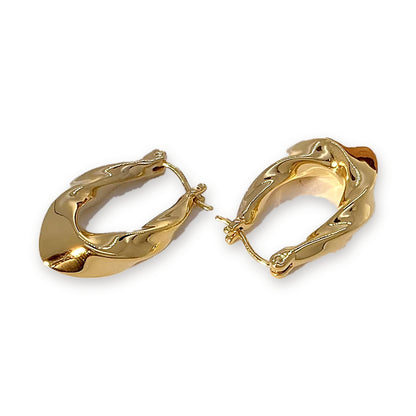 18K Solid Gold Wavy Sculptural Hoops