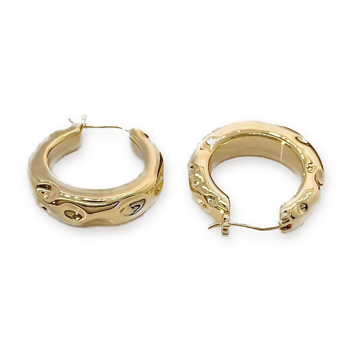 18K Solid Gold Molten Hoops