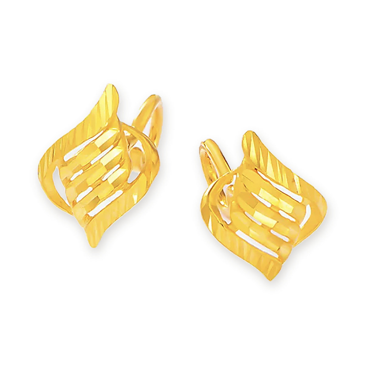 24K Pure Gold Openwork Rhombus Huggies