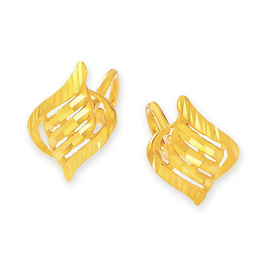 24K Pure Gold Openwork Rhombus Huggies