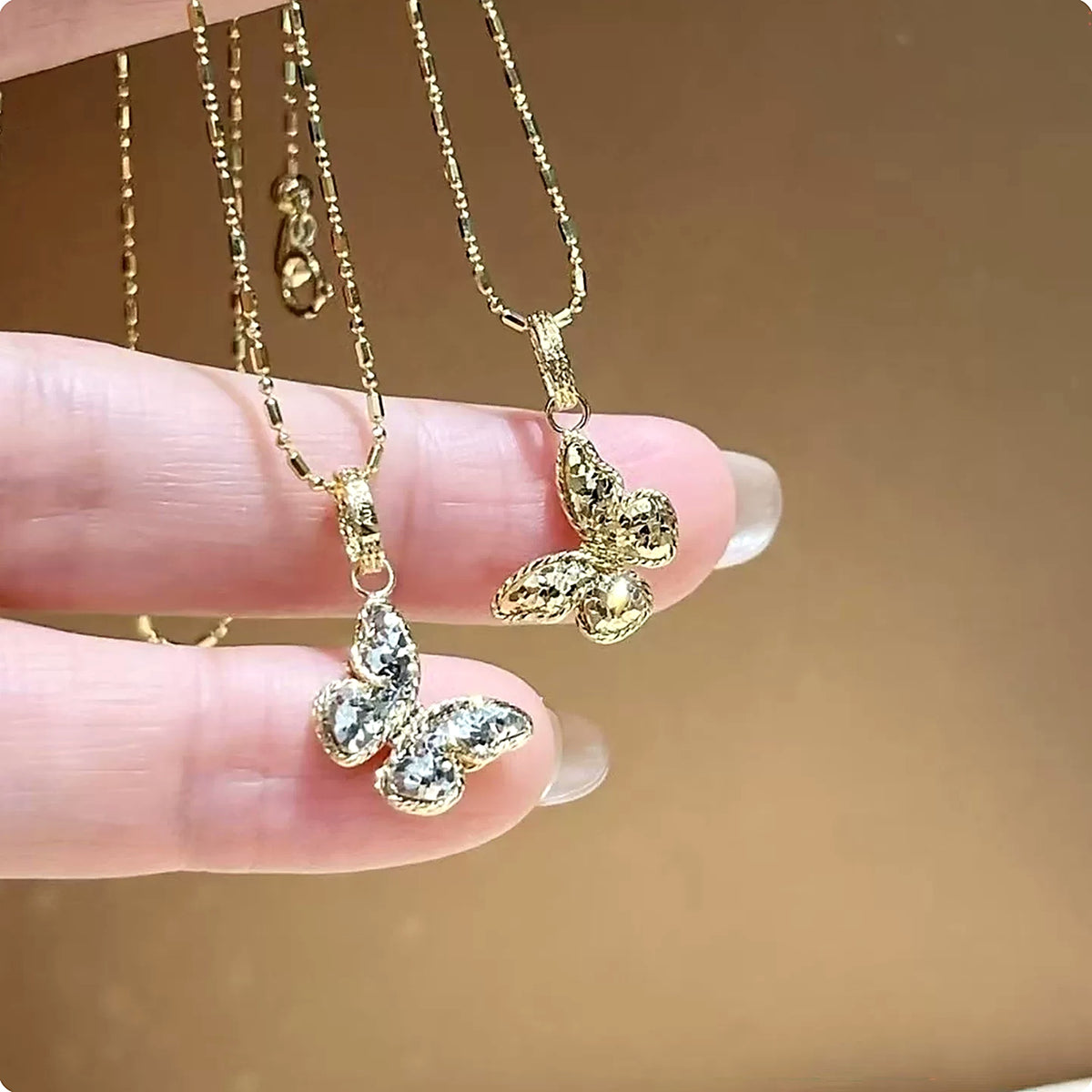 18K Solid Gold Reversible Butterfly Pendant