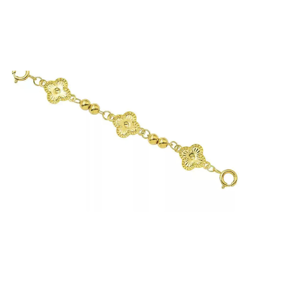 18K Solid Gold Quatrefoil Extender Chain – Double Clasp 5 cm Necklace and Bracelet Extension