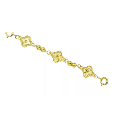 18K Solid Gold Quatrefoil Extender Chain – Double Clasp 5 cm Necklace and Bracelet Extension