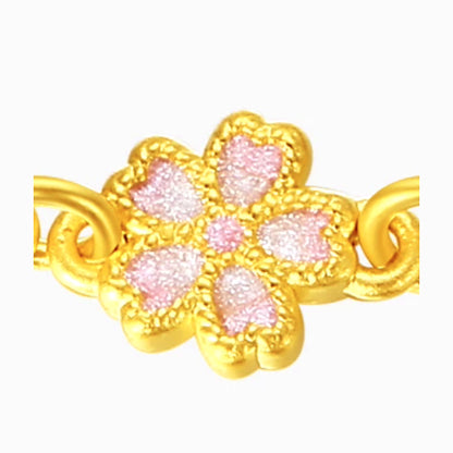 24K Pure Gold Cherry Blossom Bracelet