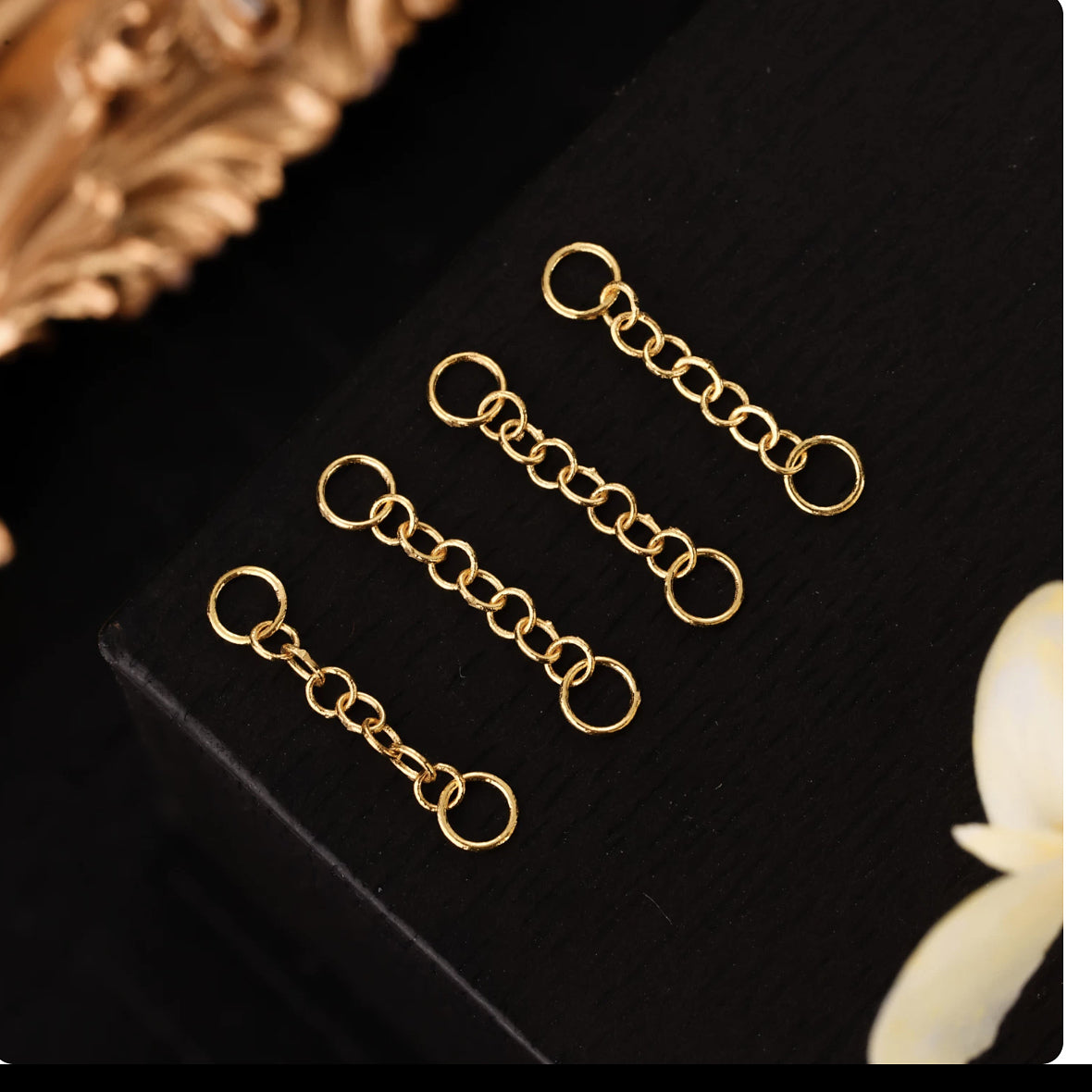 18K Solid Gold Mini Extender Chain – 13.5 mm Short Extension for Necklaces and Bracelets
