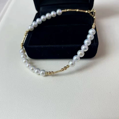 18K Solid Gold Freshwater Pearl Bracelet