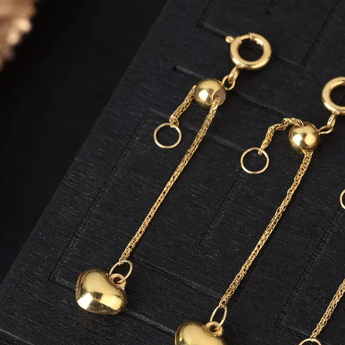 18K Solid Gold Adjustable Slider Extender – Heart Charm